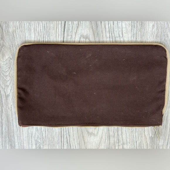 Brown Designer Name Print Large Cosmetic Bag - Picture 5 of 7